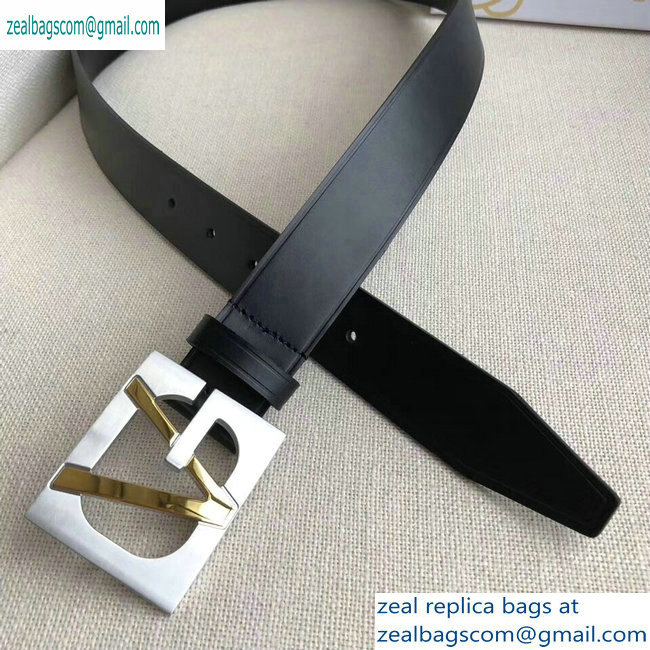 Versace Width 3.2cm Belt Black/Silver With V Buckle - Click Image to Close