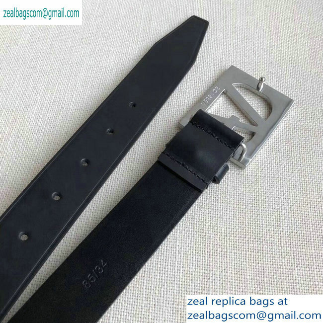 Versace Width 3.2cm Belt Black/Silver With V Buckle
