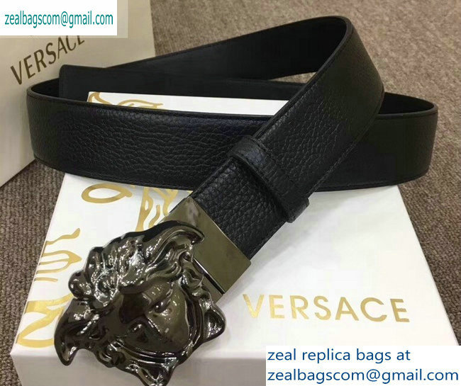 Versace Width 4cm Palazzo Belt Black With Medusa Buckle