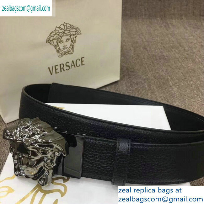 Versace Width 4cm Palazzo Belt Black With Medusa Buckle