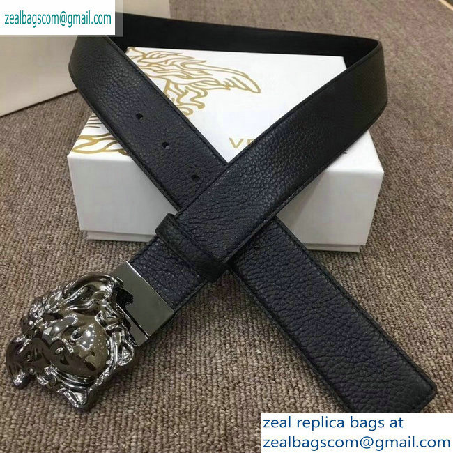 Versace Width 4cm Palazzo Belt Black With Medusa Buckle