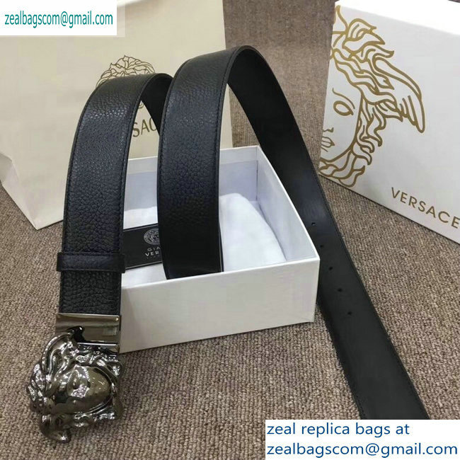 Versace Width 4cm Palazzo Belt Black With Medusa Buckle