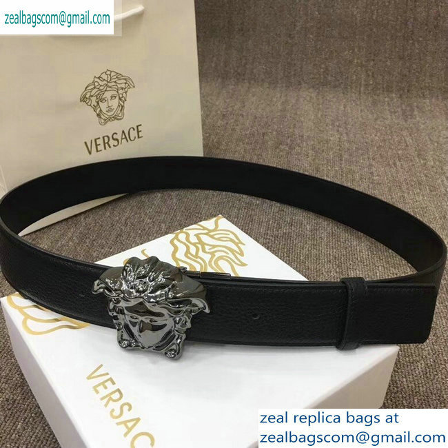 Versace Width 4cm Palazzo Belt Black With Medusa Buckle