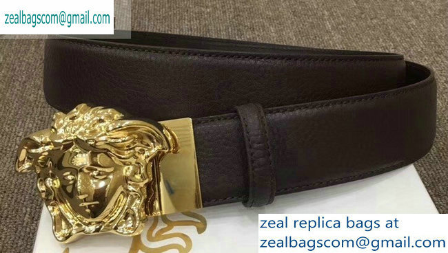 Versace Width 4cm Palazzo Belt Coffee With Medusa Buckle