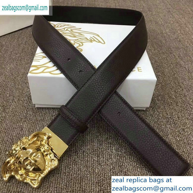 Versace Width 4cm Palazzo Belt Coffee With Medusa Buckle