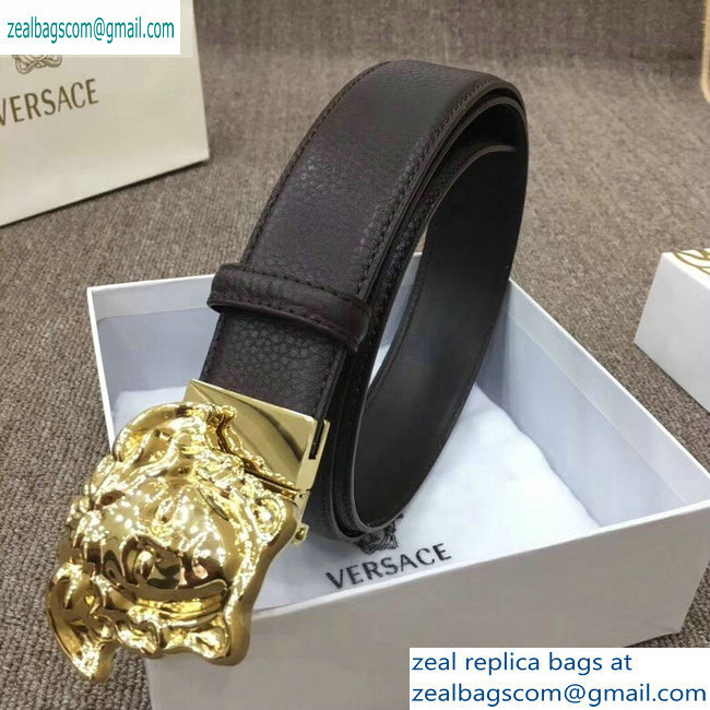 Versace Width 4cm Palazzo Belt Coffee With Medusa Buckle