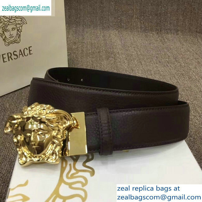 Versace Width 4cm Palazzo Belt Coffee With Medusa Buckle