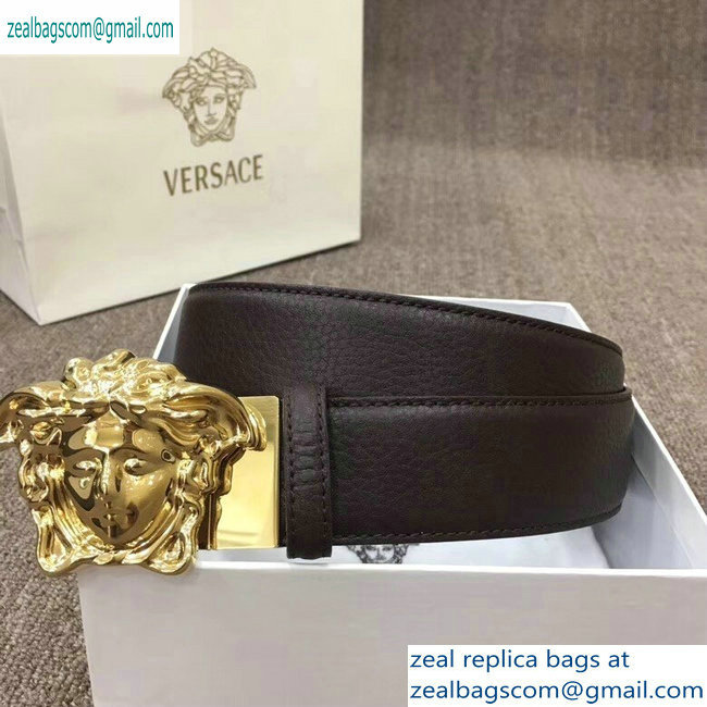 Versace Width 4cm Palazzo Belt Coffee With Medusa Buckle