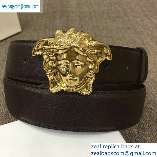 Versace Width 4cm Palazzo Belt Coffee With Medusa Buckle