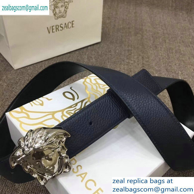 Versace Width 4cm Palazzo Belt Dark Blue With Medusa Buckle - Click Image to Close