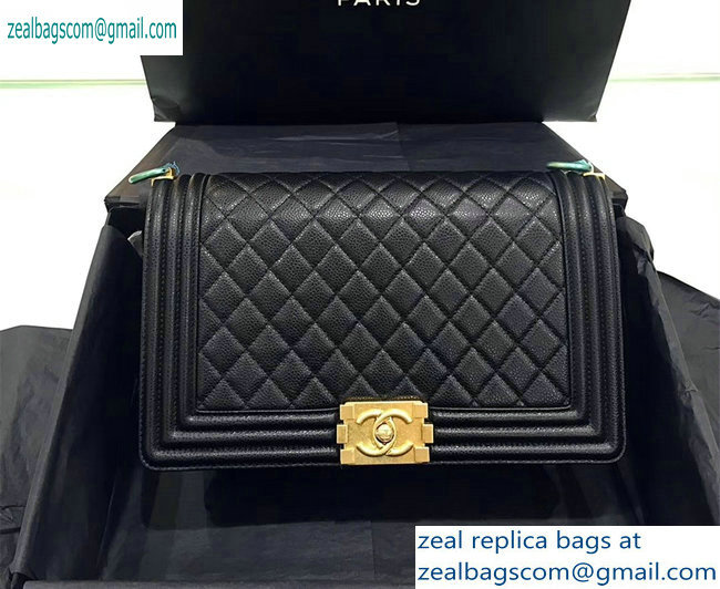chanel new medium le boy bag black in caviar leather with gold hardware(original quality)
