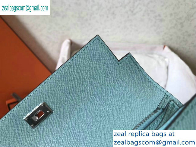 hermes kelly wallet in original epsom leather Macaron blue