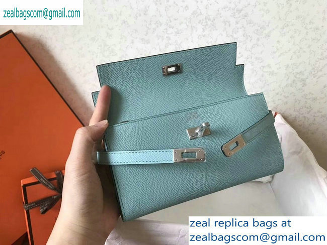 hermes kelly wallet in original epsom leather Macaron blue