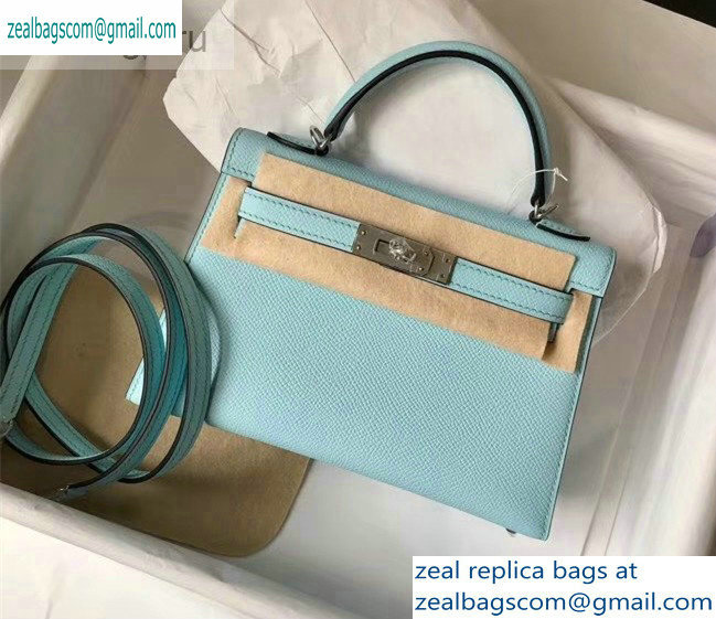 hermes mini kelly II in original epsom leather Macaron blue