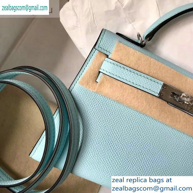 hermes mini kelly II in original epsom leather Macaron blue - Click Image to Close