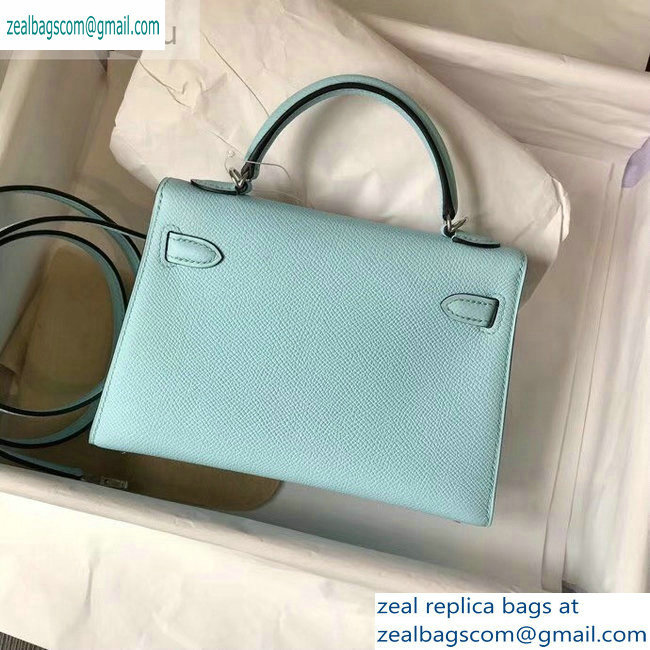 hermes mini kelly II in original epsom leather Macaron blue