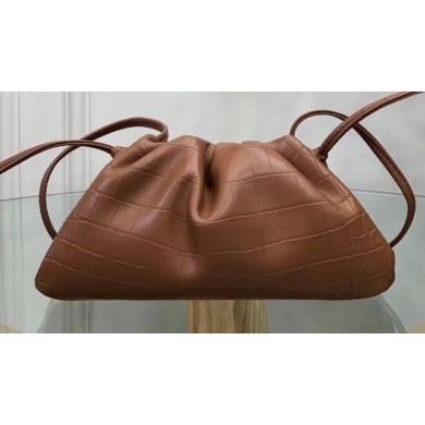 Bottega Veneta Frame The Pouch Clutch Small Bag In Croco Pattern Brown 2019