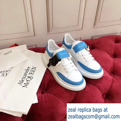 Alexander McQueen Oversized Sneakers White/Blue with Buckle 2019 - Click Image to Close