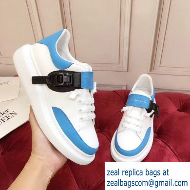 Alexander McQueen Oversized Sneakers White/Blue with Buckle 2019 - Click Image to Close