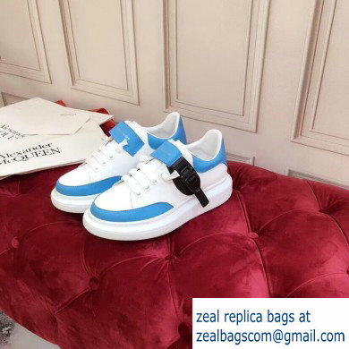 Alexander McQueen Oversized Sneakers White/Blue with Buckle 2019