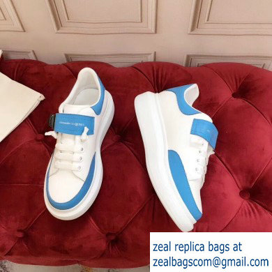 Alexander McQueen Oversized Sneakers White/Blue with Buckle 2019