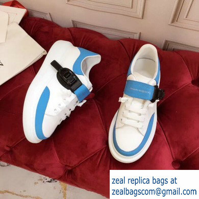 Alexander McQueen Oversized Sneakers White/Blue with Buckle 2019