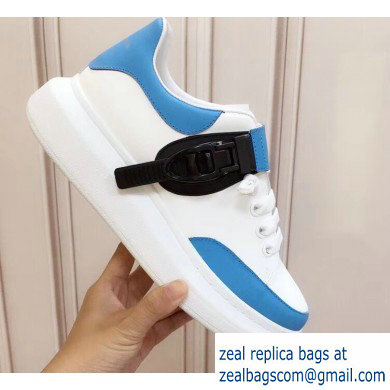 Alexander McQueen Oversized Sneakers White/Blue with Buckle 2019 - Click Image to Close