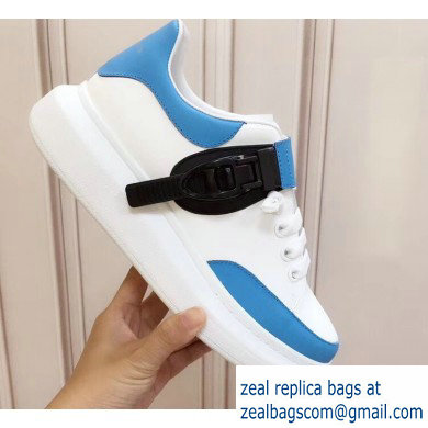 Alexander McQueen Oversized Sneakers White/Blue with Buckle 2019