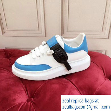 Alexander McQueen Oversized Sneakers White/Blue with Buckle 2019