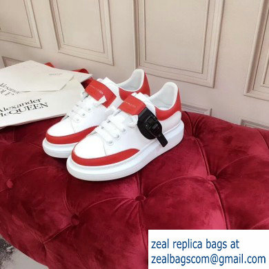 Alexander McQueen Oversized Sneakers White/Red with Buckle 2019