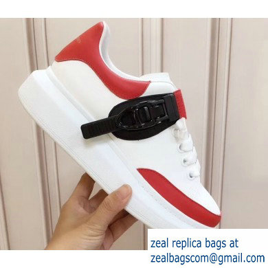 Alexander McQueen Oversized Sneakers White/Red with Buckle 2019 - Click Image to Close