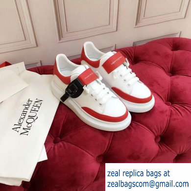 Alexander McQueen Oversized Sneakers White/Red with Buckle 2019 - Click Image to Close