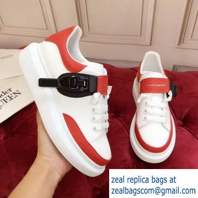 Alexander McQueen Oversized Sneakers White/Red with Buckle 2019 - Click Image to Close