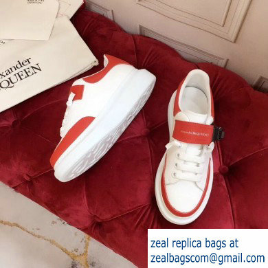 Alexander McQueen Oversized Sneakers White/Red with Buckle 2019