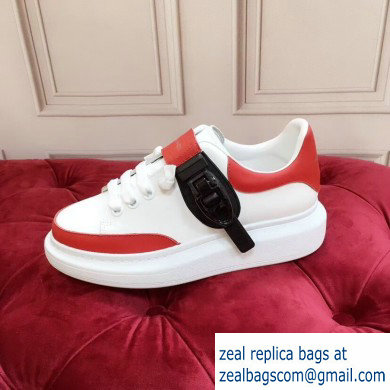 Alexander McQueen Oversized Sneakers White/Red with Buckle 2019 - Click Image to Close