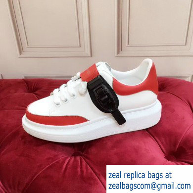 Alexander McQueen Oversized Sneakers White/Red with Buckle 2019