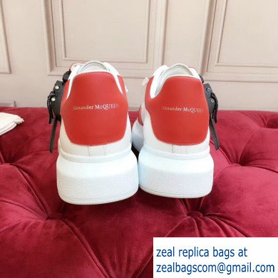 Alexander McQueen Oversized Sneakers White/Red with Buckle 2019