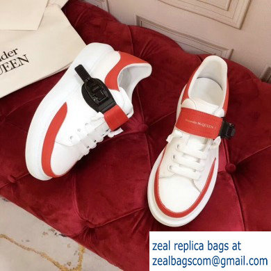 Alexander McQueen Oversized Sneakers White/Red with Buckle 2019