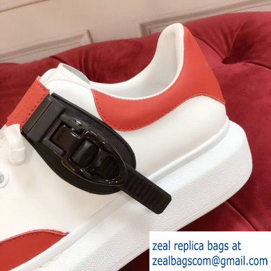 Alexander McQueen Oversized Sneakers White/Red with Buckle 2019