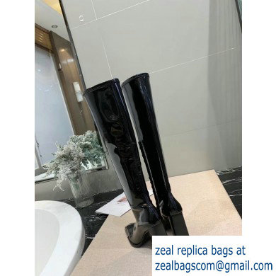Alexander Wang Heel 10cm Mascha Knee High Boots Patent Black 2019