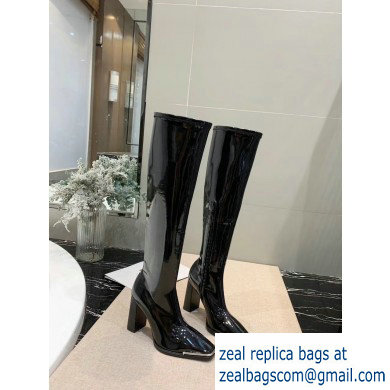 Alexander Wang Heel 10cm Mascha Knee High Boots Patent Black 2019