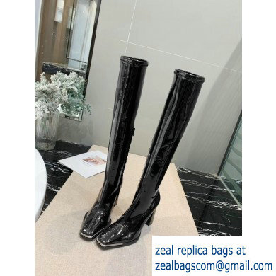 Alexander Wang Heel 10cm Mascha Knee High Boots Patent Black 2019 - Click Image to Close