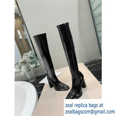 Alexander Wang Heel 10cm Mascha Knee High Boots Patent Black 2019 - Click Image to Close