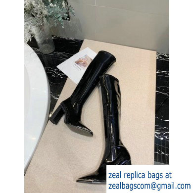 Alexander Wang Heel 10cm Mascha Knee High Boots Patent Black 2019