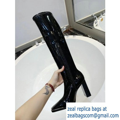 Alexander Wang Heel 10cm Mascha Knee High Boots Patent Black 2019
