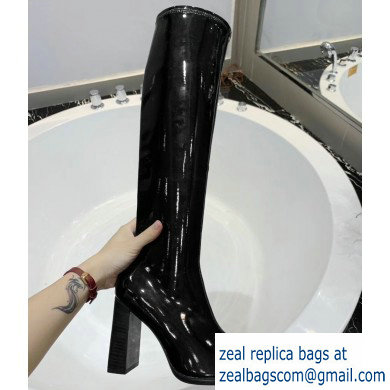 Alexander Wang Heel 10cm Mascha Knee High Boots Patent Black 2019 - Click Image to Close