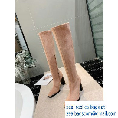 Alexander Wang Heel 10cm Mascha Knee High Boots Suede Beige 2019