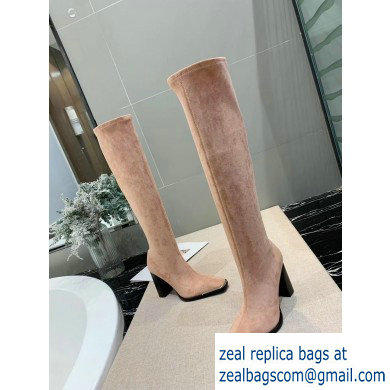 Alexander Wang Heel 10cm Mascha Knee High Boots Suede Beige 2019 - Click Image to Close