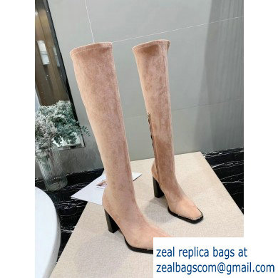 Alexander Wang Heel 10cm Mascha Knee High Boots Suede Beige 2019