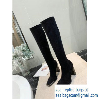 Alexander Wang Heel 10cm Mascha Knee High Boots Suede Black 2019 - Click Image to Close